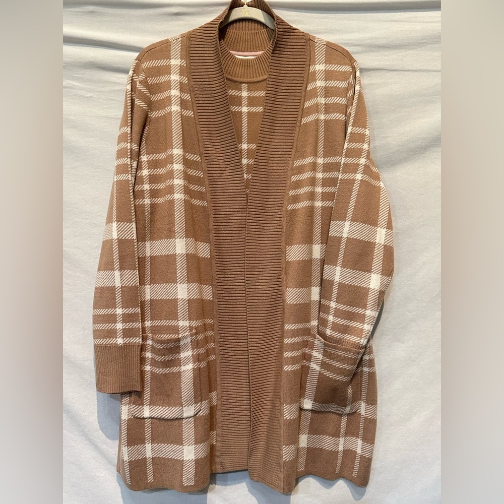 Isaac Mizrahi Live Plaid Sweater Set - Size Large